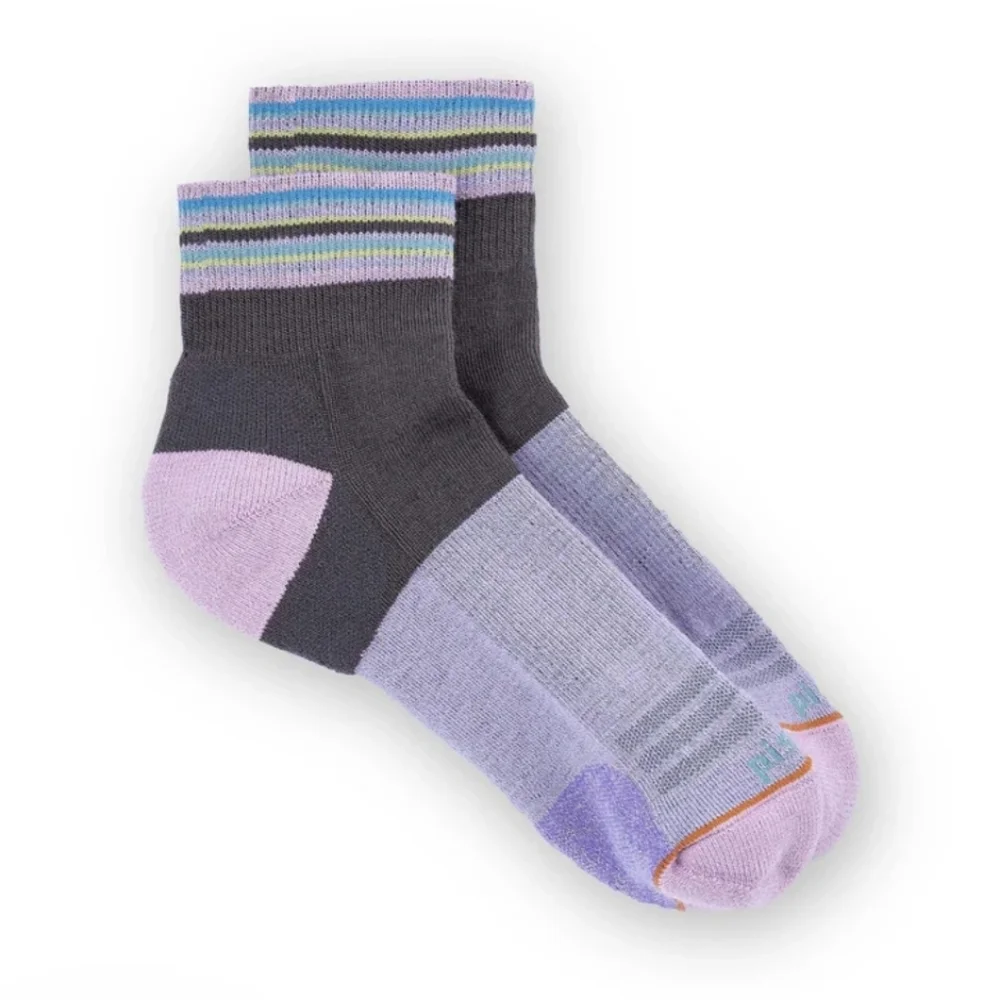Pistil Kaiya Quarter Crew Socks Merino Wool Blend Purple Grey Womens Medium NEW